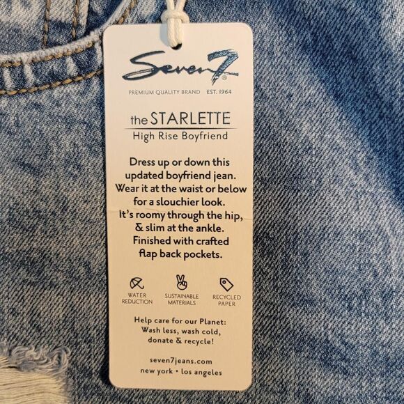 NWT Seven7 Women's Blue Jeans High Rise Boyfriend Size 14 Rolled Cuff Hem - Picture 7 of 15